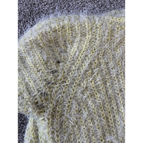 Anthropologie Yellow Larkin Shimmer Fuzzy Cardigan Sweater Size XS Cozy - Picture 4 of 8